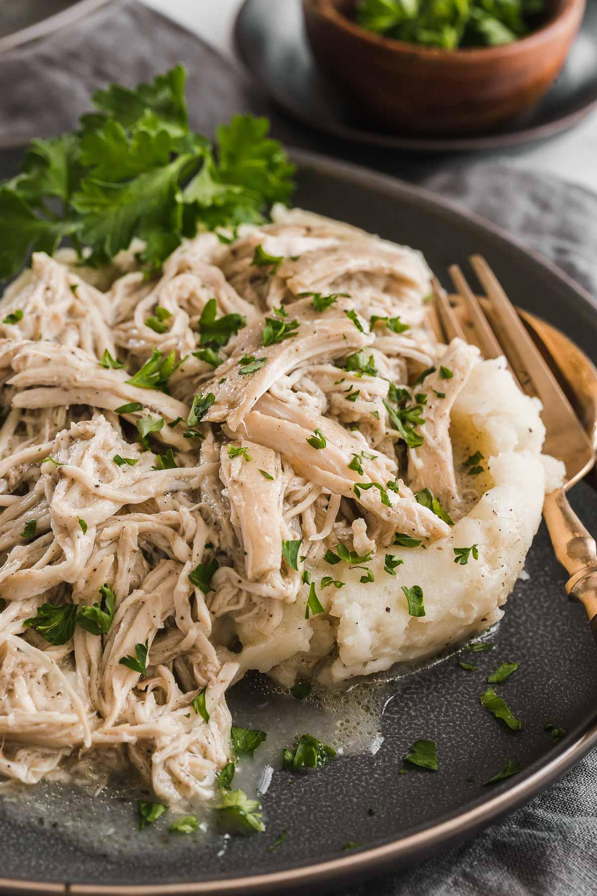 Pollo Cremoso in Pentola a Cottura Lenta 2 Immagine di pollo cremoso cotto in slow cooker.