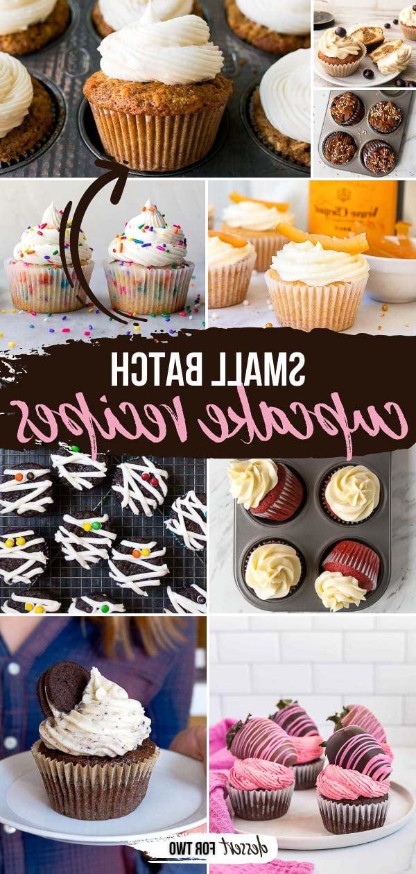 Una collezione di ricette di cupcakes in piccole quantità, vari gusti e colori.