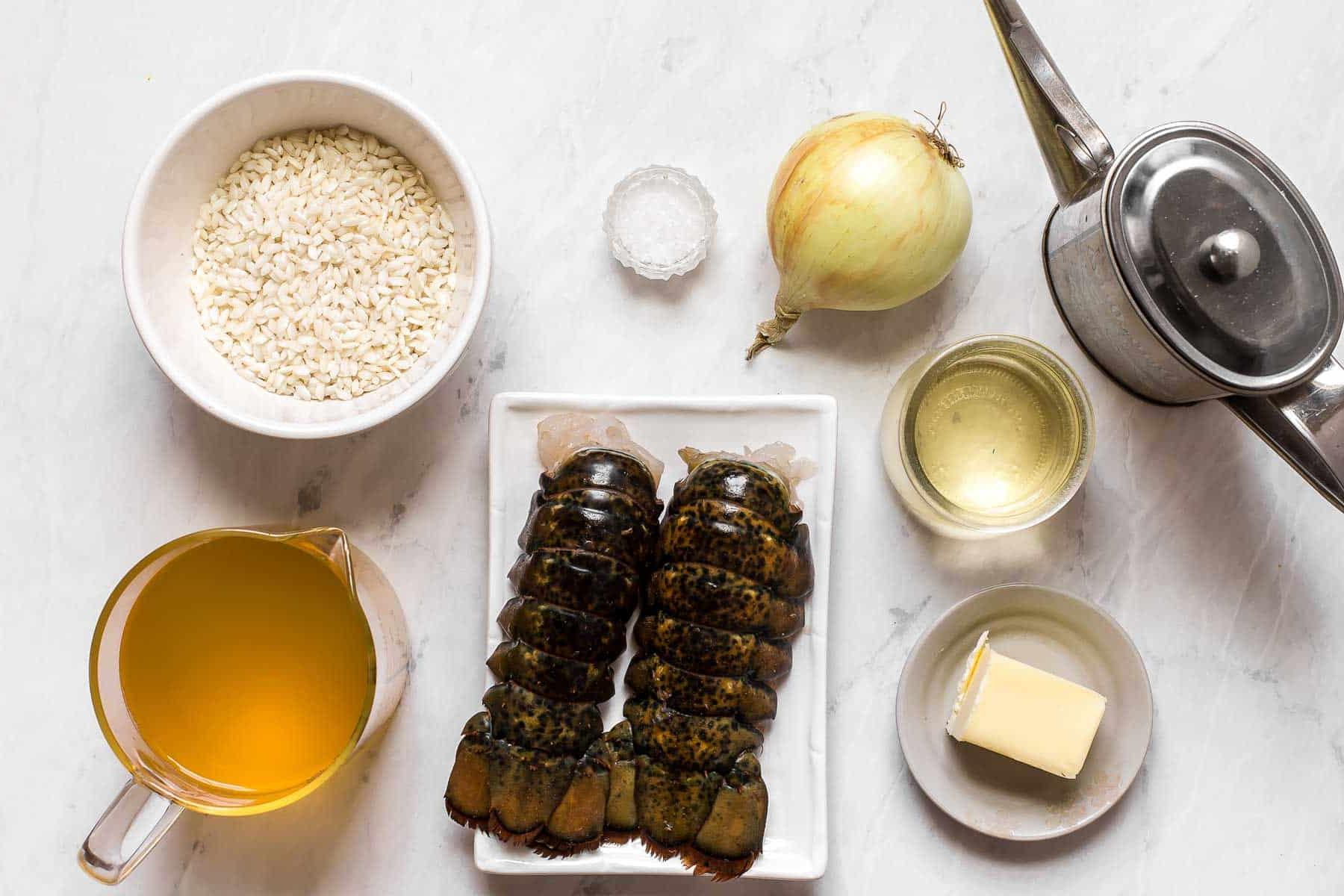 Ingredienti per il risotto all'astice.