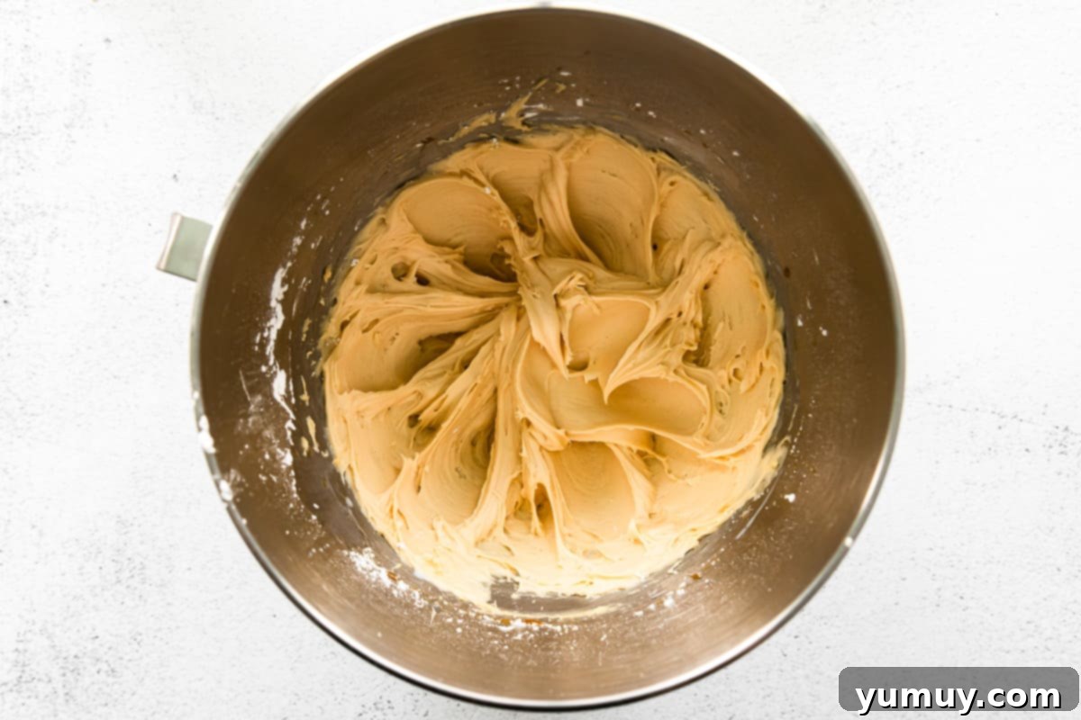 caramel frosting in a metal bowl