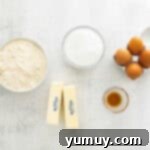 Classic Vanilla Pound Cake 5 ingredients for vanilla pound cake.