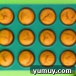 pumpkin cupcakes in a cupcake pan after baking