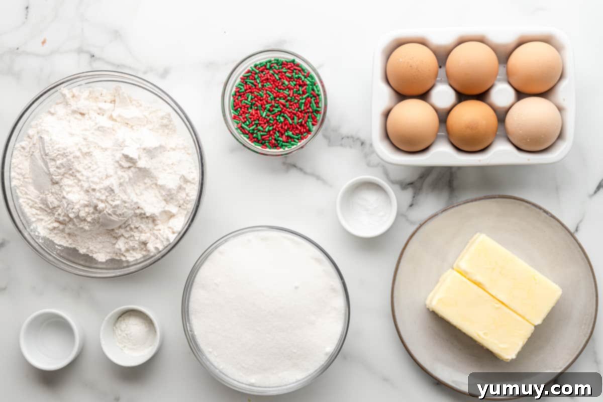 ingredients for christmas sprinkle cookies