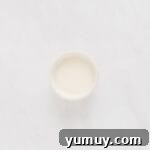 Holiday Wreath Delights 11 A small bowl containing the smooth white icing, ready for decorating.