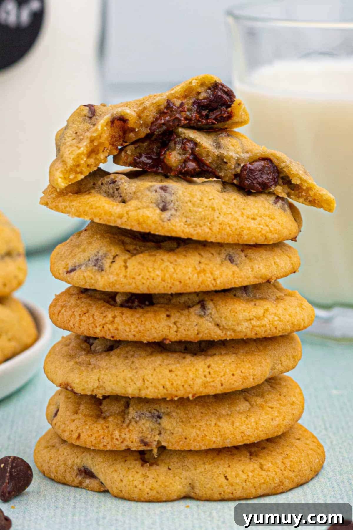 stacked chocolate chip cookies