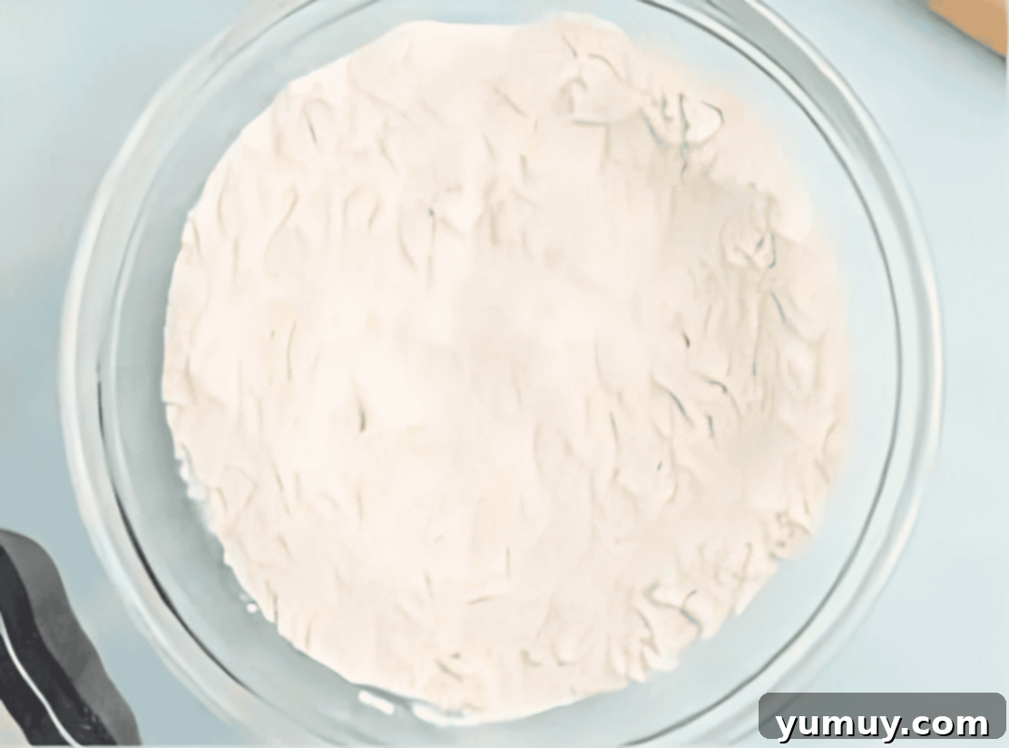 flour in a glass bowl.