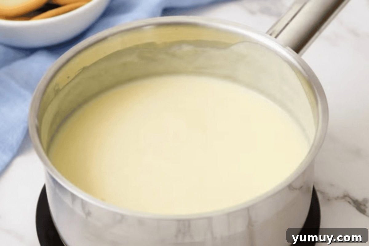 pudding in a saucepan.
