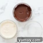 Bite Sized Chocolate Delights 11 Melted chocolate in two bowls.