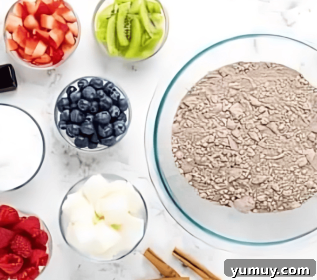 Jeweled Brownie Fruit Tart 11 ingredients for brownie fruit pizza.