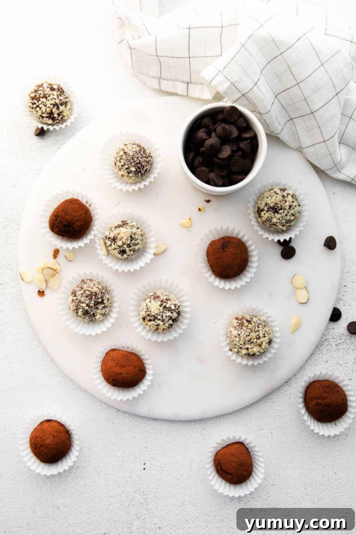 Decadent Amaretto Truffles 2 serving tray with amaretto truffles