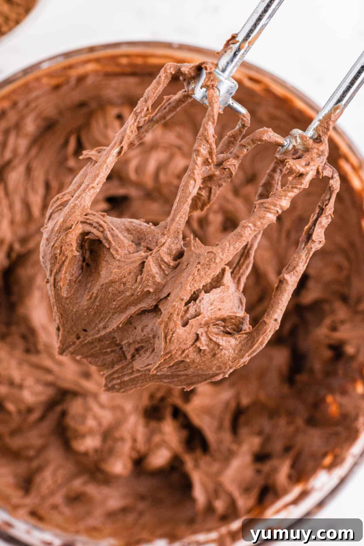 Velvet Chocolate Buttercream 3 mixer with chocolate buttercream frosting