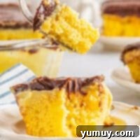 Featured Boston Cream Pie Poke Cake, showing the full cake with a slice removed, highlighting its rich layers.