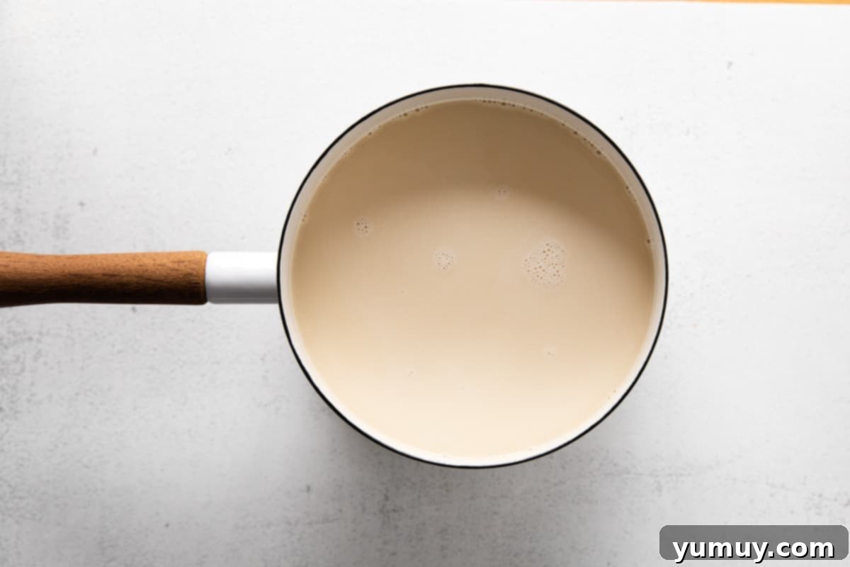 Rich Butterscotch Dream 8 milk mixture in a pot.