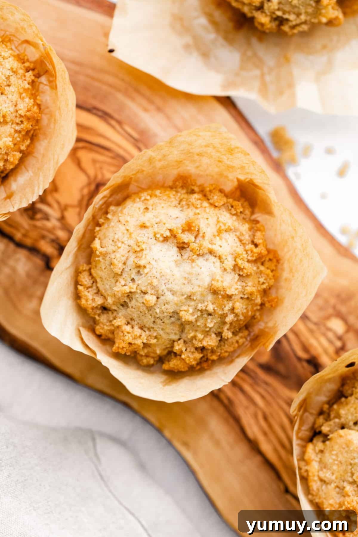 overhead coffee cake muffin