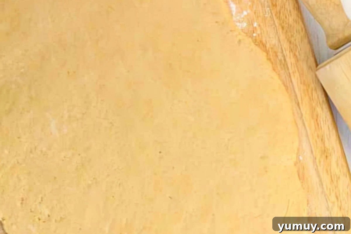 Pup's Peanut Delights 13 Dough rolled out flat.