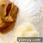 Pup's Peanut Delights 5 Ingredients combined in a bowl.