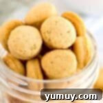 Pup's Peanut Delights 8 clear jar with dog treat cookies