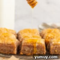 Sweet & Crispy Homemade Greek Baklava 4 Featured homemade baklava, showcasing its golden-brown exterior and delicious syrup.