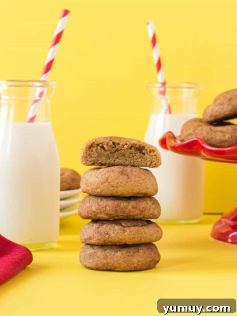halved churro cookie on top of a stack of 4 cookies.