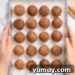 cinnamon-sugar coated churro cookie dough balls on a baking sheet.