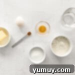 overhead view of ingredients for churros.