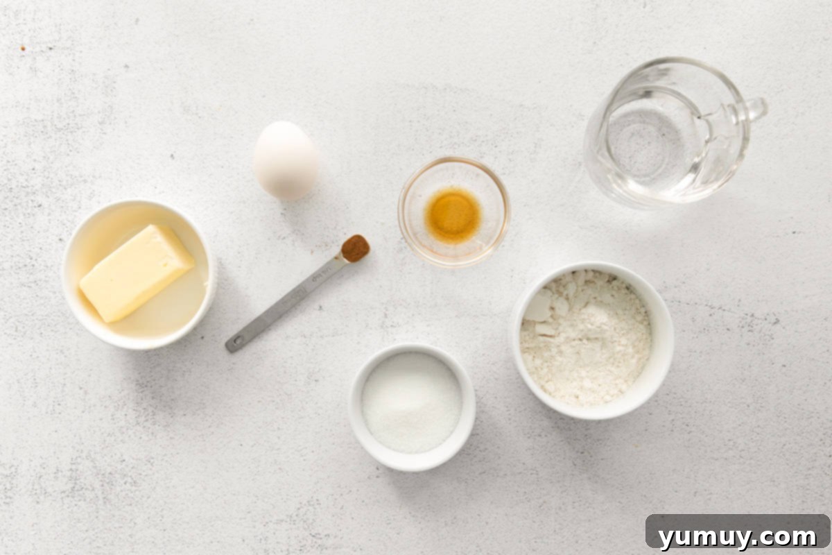 overhead view of ingredients for churros.