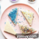 Fairy Bread Double Delight 7 fairy bread slices with sprinkles.