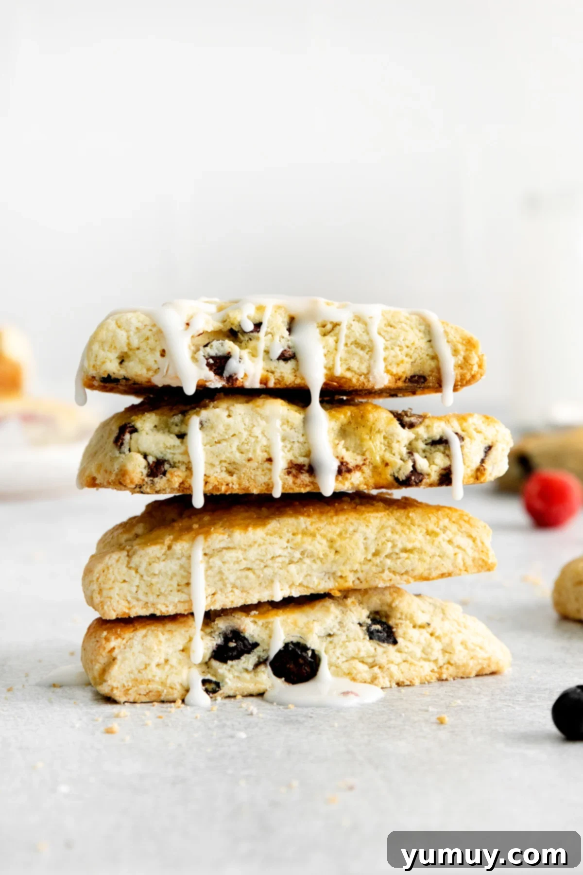 Fluffy Scones from Scratch 3 homemade scones stacked up on top of each other
