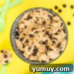 edible chocolate chip cookie dough in a serving bowl.