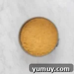 overhead view of creme brulee cheesecake crust in a springform pan.