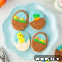 Whimsical Easter Egg Cookies 4 Featured Easter egg sugar cookies, showcasing their colorful frosting and festive appeal.