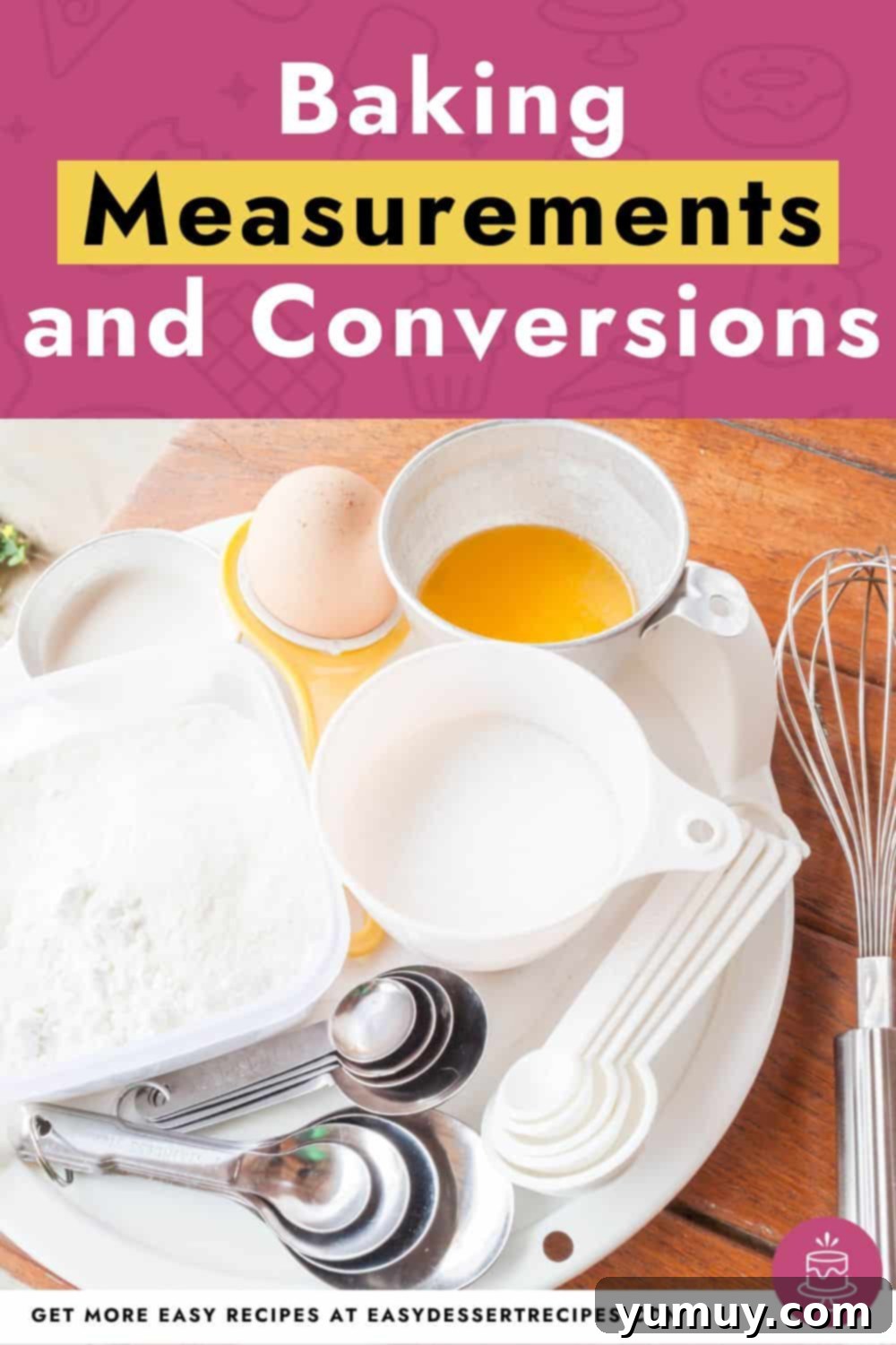 Mastering Baking Measurements 2 baking measurements and conversions. An assortment of measuring cups, spoons, and a scale on a rustic kitchen surface.
