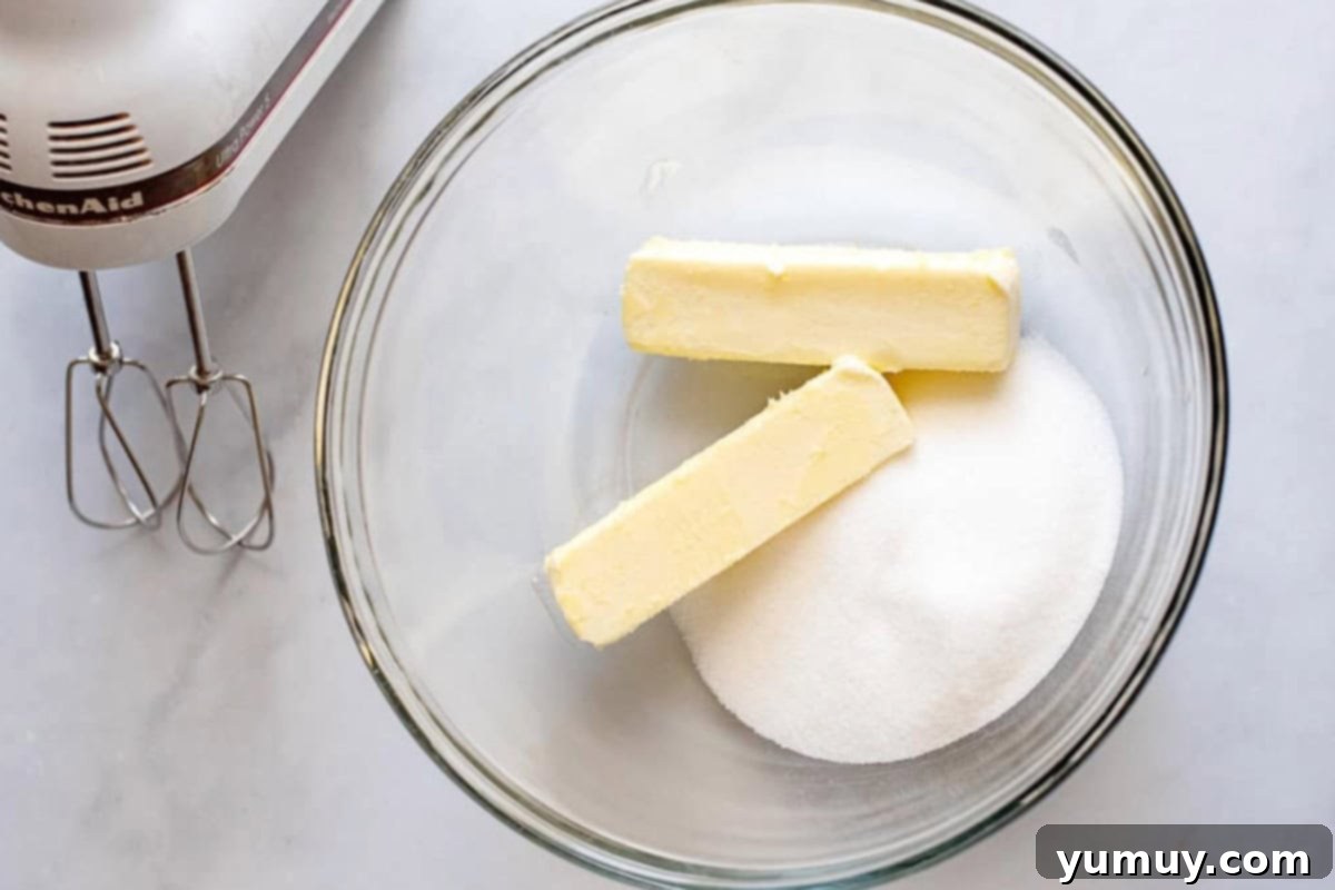 Gooey Chocolate Marshmallow Cookies 14 Butter and sugar in a glass mixing bowl, creamed to a light and fluffy consistency.