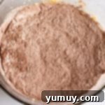Gooey Chocolate Marshmallow Cookies 7 Dry ingredients combined in a bowl, ready to be added to the wet mixture.