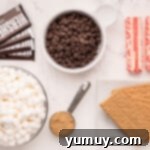 Smores Bars 5 ingredients for s'mores bars.
