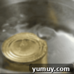 Perfect Homemade Dulce de Leche 6 A sealed can of sweetened condensed milk gently simmering in a pot of water on the stovetop.
