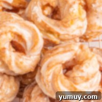 Dunkin Donuts style French crullers with vanilla glaze