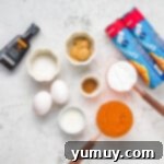 Pumpkin pie crescent roll ingredients ready for mixing.