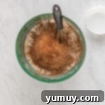 Mixing dry ingredients for chocolate cake