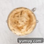 Peanut butter frosting in a stand mixer