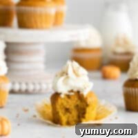 Featured pumpkin pie cupcake, beautifully frosted and ready to be enjoyed.