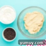 Golden Cookie Fries with Chocolate Chips 6 Dry and wet ingredients for chocolate chip cookie fry dough, ready for mixing.