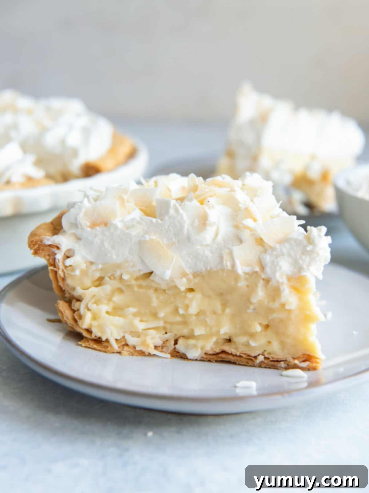 Creamy Coconut Bliss 2 slice of coconut cream pie on a plate