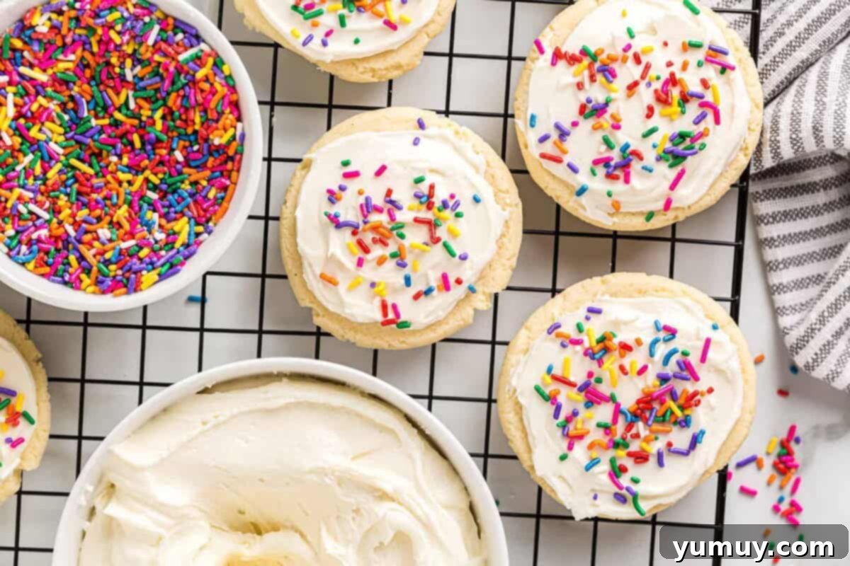 Crafting Custom Colored Sprinkles 10 Delicious frosted sugar cookies adorned with an abundance of vibrant, homemade colorful sprinkles.