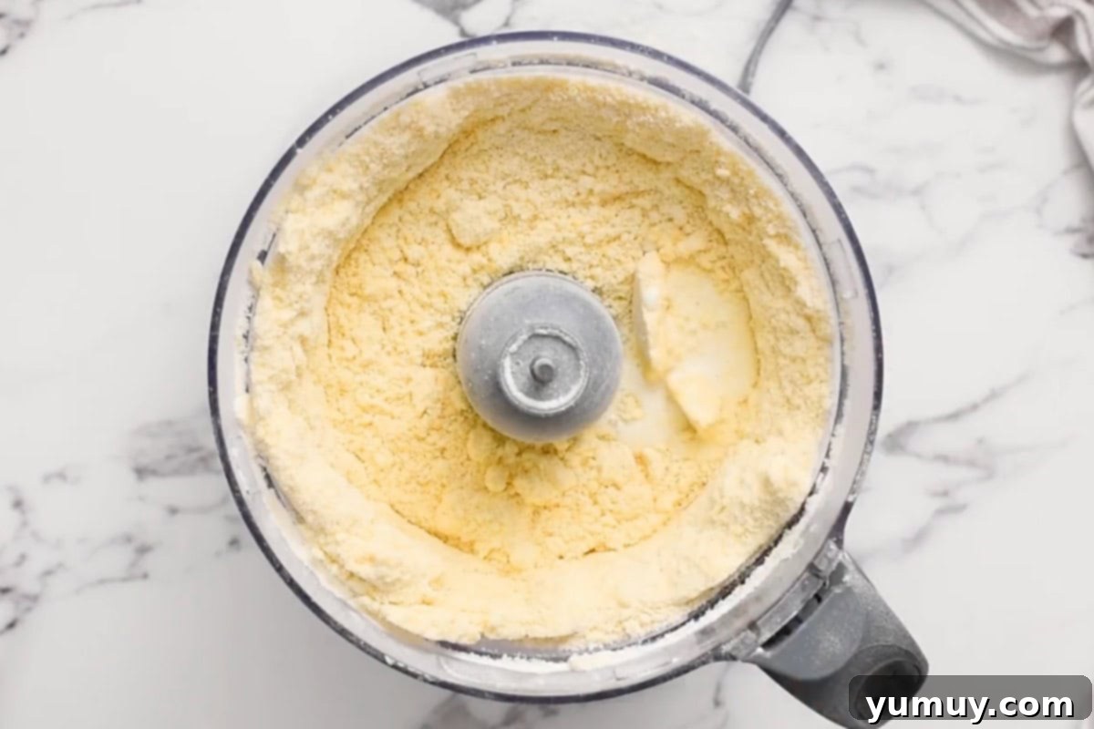 Combined ingredients in a food processor.