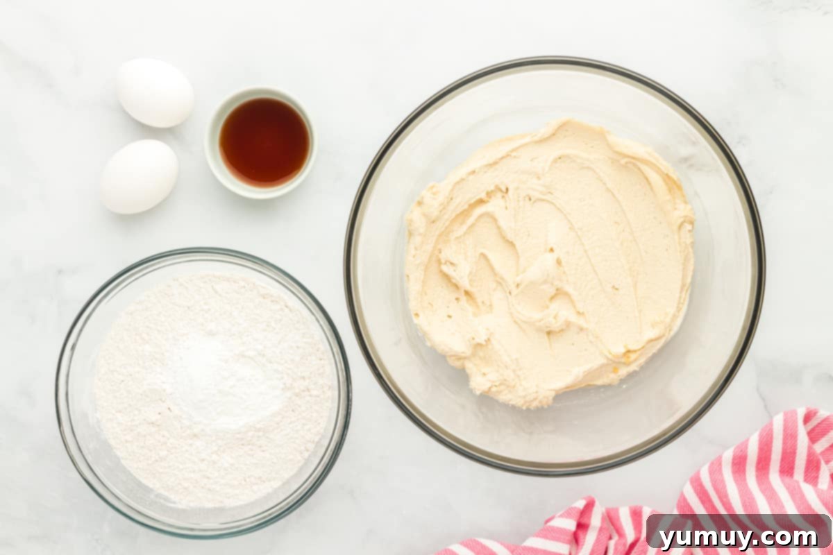 ingredients arranged in mixing bowls