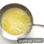 The Secret to Golden Brown Butter 6 melted butter in a frying pan.