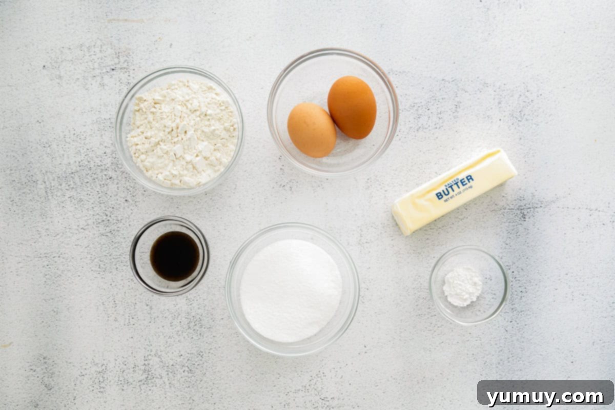 Delicate French Shell Cakes 10 ingredients for madeleine cookies.