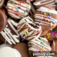 close up on a bunch of chocolate dipped Oreos