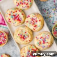Cake Batter Confetti Cookies 4 a plate of confetti cake mix cookies